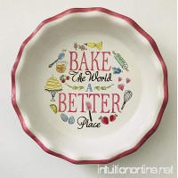 9 Inch Inside Ceramic Pie Plate | Hearts Or Checkered Decorate These Pie Plates | 10.5 inches x 2 inches ("Bake The World Better") - B07CJP5BVP